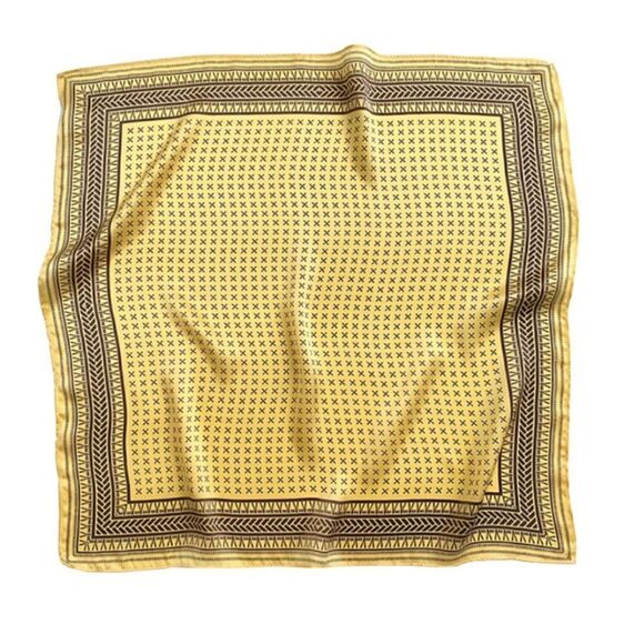 Gold Pattern Mulberry Silk Neck Scarf - Picture 3 of 5